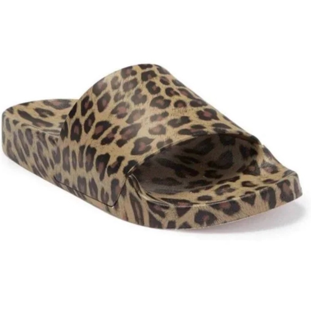 STEVE MADDEN Brown Leopard Print Sofi Slides Slip-On Sandals
